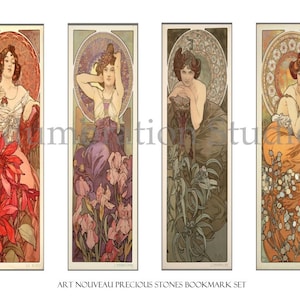 Precious Stones Bookmarks Set, Bookmark Printable, Art Nouveau, Scrapbooking, Gift Tags, Printable Digital Collage Sheet, Instant Download