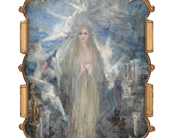 Les Bâtisseurs de la ville, Pinckney Marcius-Simons, Art Nouveau, Phantasmagoric Symbolism, Angelic, Mystical, Surreal Archival Giclée Print