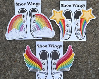 Rainbow Pride Shoe Wings LGBTQ+ Pride Shoe Clips Cosplay Shoe Accessories for Pride Events Roller Skates Wings