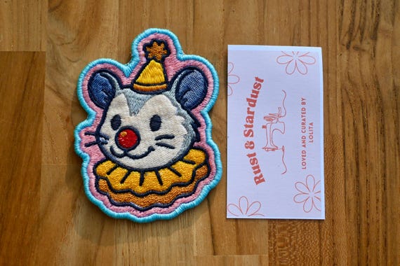 Clown Opossum Patch Embroidery Design – Digital Download for 4x4 Hoop | Machine Embroidery File (PES, DST, JEF, etc.)