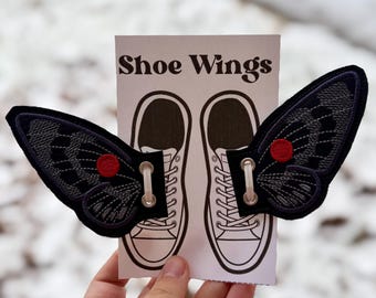 Alas de zapato de Mothman, accesorios de zapatos bordados, cosplay, criptido de Virginia Occidental