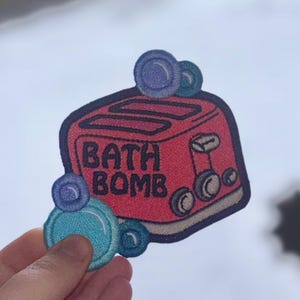 Bath Bomb Toaster Embroidered Iron-On Patch, Punk Rock Style