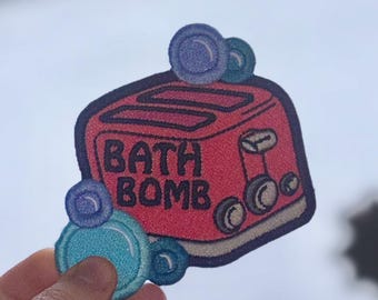 Bath Bomb Toaster Embroidered Iron-On Patch, Punk Rock Style