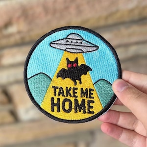 Mothman Iron on Patch, Handmade Embroidered Patch, Punk Rock Jacket Patch