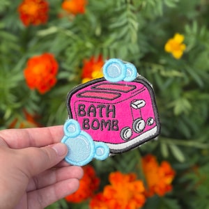 Bath Bomb Toaster Embroidered Iron-On Patch, Punk Rock Style