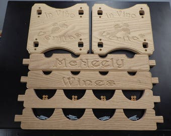 DIY Personalized 2-Tier Carved Red Oak Wine Rack Kit