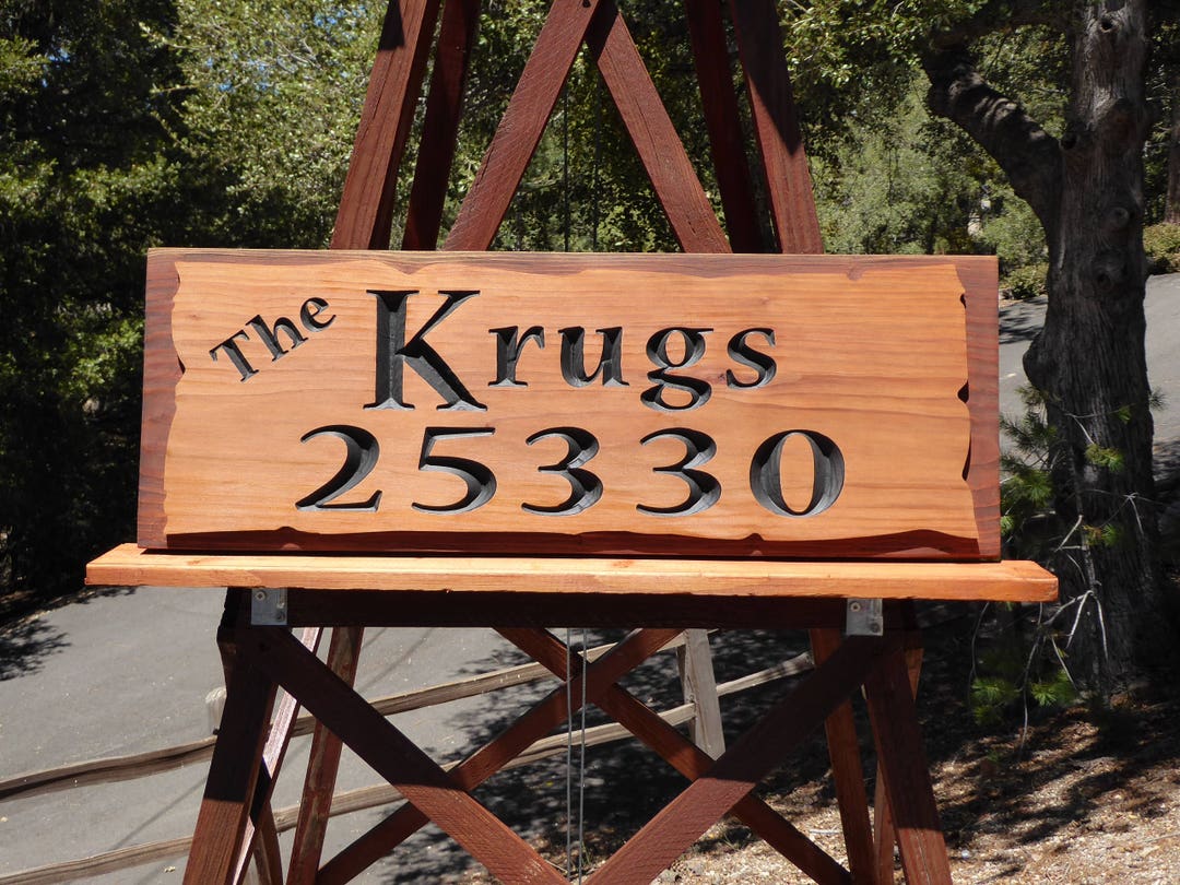 Personalized Carved Basic B Grade Redwood Address or Cabin Etsy