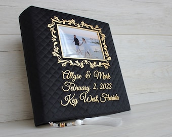 Black photo album ~ 12 x 12 Custom Wedding Album ~ Personalized album with black cover ~ Large Wedding Photo Album