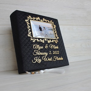 Black photo album ~ 12 x 12 Custom Wedding Album ~ Personalized album with black cover ~ Large Wedding Photo Album