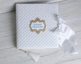 glamorous wedding guestbook Silver photo album hand bound heart binding memory book bling sketchbook disco wedding