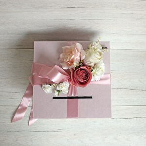 Personalized Dusty Pink Velvet Wedding Card Box With Floral Decor - Etsy