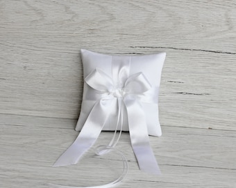 Small Ring Bearer Pillow ~ 12x12 cm Satin Ring Pillow ~ White Ring Bearer Cushion ~ Wedding Ring Pillow for Ceremony