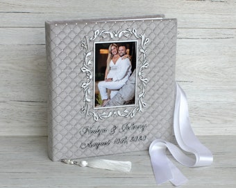 Personalized Wedding Photo Album ~ Custom family photo album ~ Large 12 x 12 silver photo album ~ Silver wedding anniversary