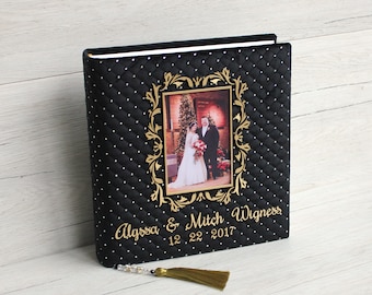 Custom Wedding Album ~ 12 x 12 Black Photo Album ~ Personalized Bridal Shower Gift ~ Large Wedding Photo Album