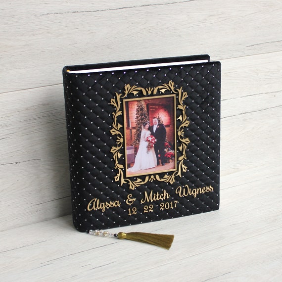 Custom Wedding Album 12 X 12 Black Photo Album Personalized Bridal Shower  Gift Large Wedding Photo Album 