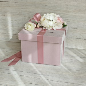 Scatola per biglietti personalizzata per matrimonio ~ Porta carte di nozze ~ Scatola per biglietti grande in velluto rosa antico con fessura