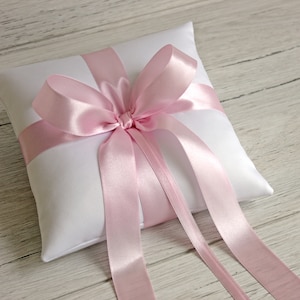 Ring Bearer Pillow Satin Ring Pillow White Ring Bearer Cushion Wedding Ring Pillow for Ceremony Pink