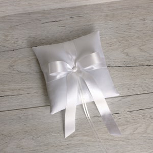 Ring Bearer Pillow Satin Ring Pillow White Ring Bearer Cushion Wedding Ring Pillow for Ceremony image 3