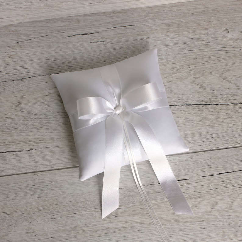 Ring Bearer Pillow Satin Ring Pillow White Ring Bearer Cushion Wedding Ring Pillow for Ceremony image 3