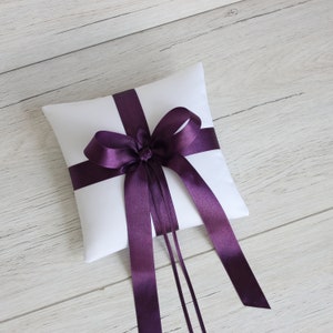 Ring Bearer Pillow Satin Ring Pillow White Ring Bearer Cushion Wedding Ring Pillow for Ceremony Purple