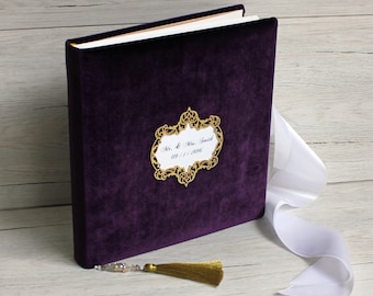 Purple velvet wedding photo album ~ 58 pages