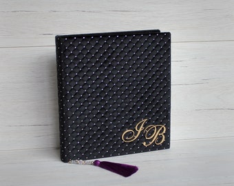 Black velvet personalized photo album ~ Luxury memory book ~ Custom wedding book ~ Extra Large Scrapbook album 30x31cm 98 pages