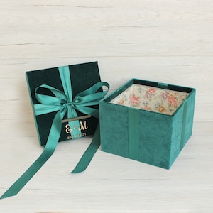 Boîte de carte pour le mariage - Boîte personnalisée de carte de mariage avec fente - Grand porte-cartes de mariage personnalisée vert émeraude