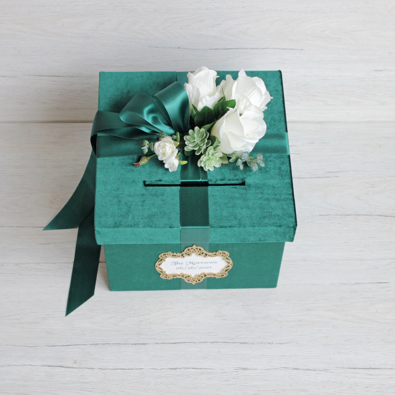 Green Wedding Card Box Wedding Money Box Wedding Keepsake Etsy