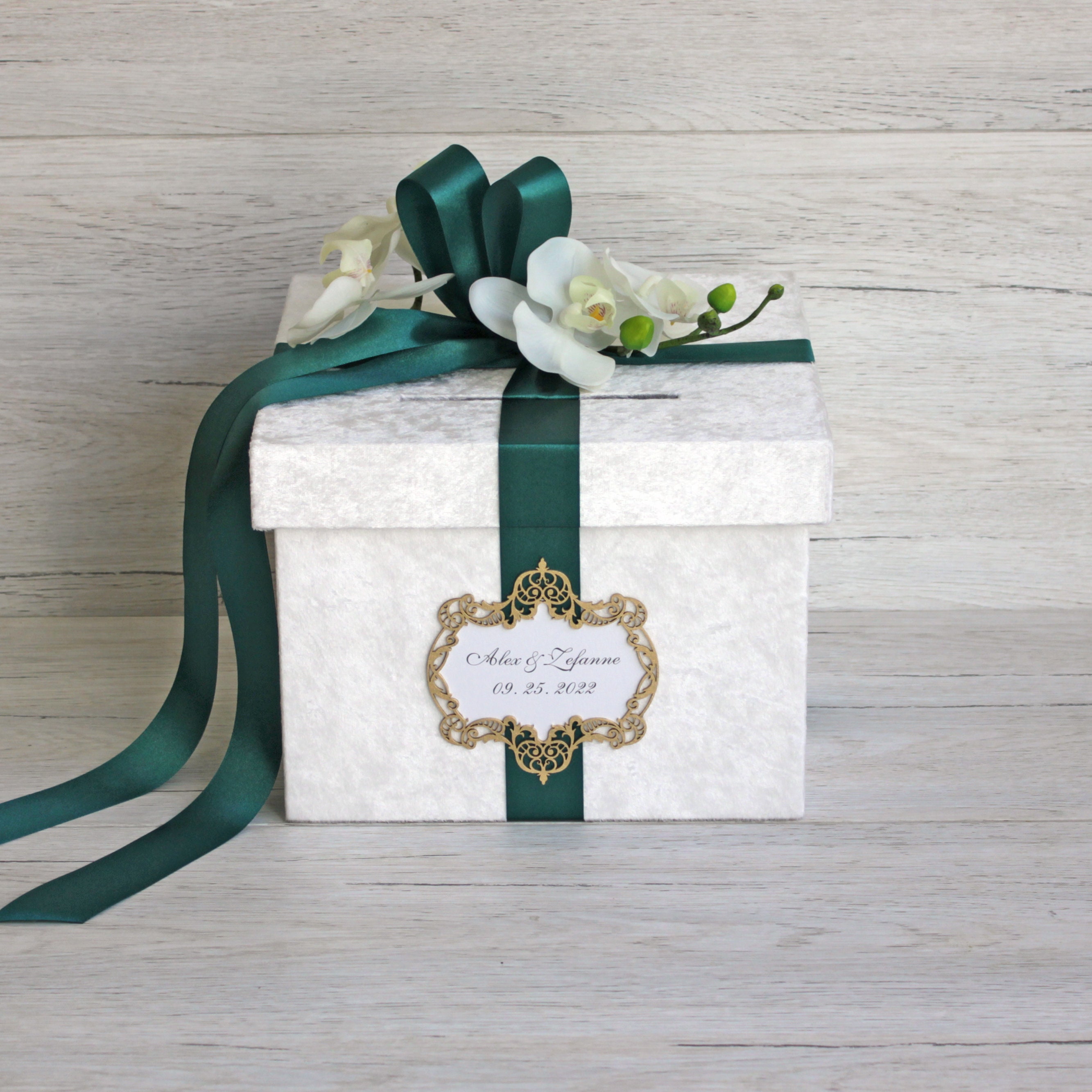 Elegant Velvet Wedding Card Box With Orchids - Handmade With Love for a ...