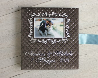 Personalized Wedding Photo Album: Quilted Velvet, Laser-Cut Frame (12x12)