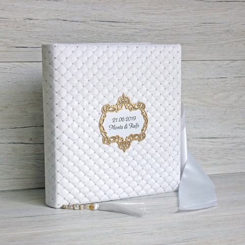 White & Ivory Monogram Wedding Photo Album Etsy