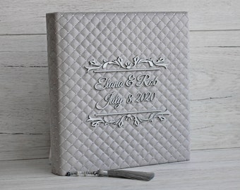 Luxury Wedding Photo Album ~ Personalised family photo album ~ Large 12 x 12 silver photo album ~ Silver custom wedding album