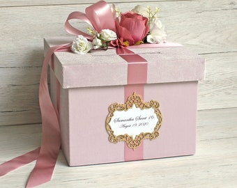 Romantic Dusty Pink Velvet Wedding Money Box - Elegant Keepsake for Your Big Day - Custom wedding card box