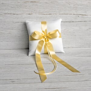 Ring Bearer Pillow Satin Ring Pillow White Ring Bearer Cushion Wedding Ring Pillow for Ceremony Yellow