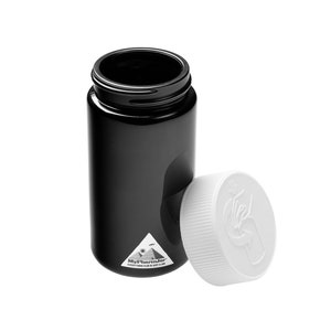 Mypharmjar Miron Glass Jar 100ml with Child Resistant Cap (White) Plus Stock Black Cap