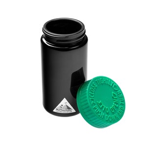 Mypharmjar Miron Glass Jar 100ml with Child Resistant Caps (Blue, Green, White) Plus Stock Black Cap