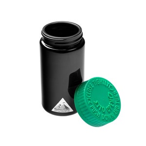 Mypharmjar Miron Glass Jar 100ml with Child Resistant Cap (Green) Plus Stock Black Cap