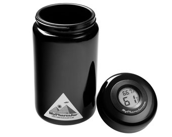 Mypharmjar Miron Glass Curing Jar 400ml w/digital humidity/temp sensor in lid. Only from mypharmjar.com