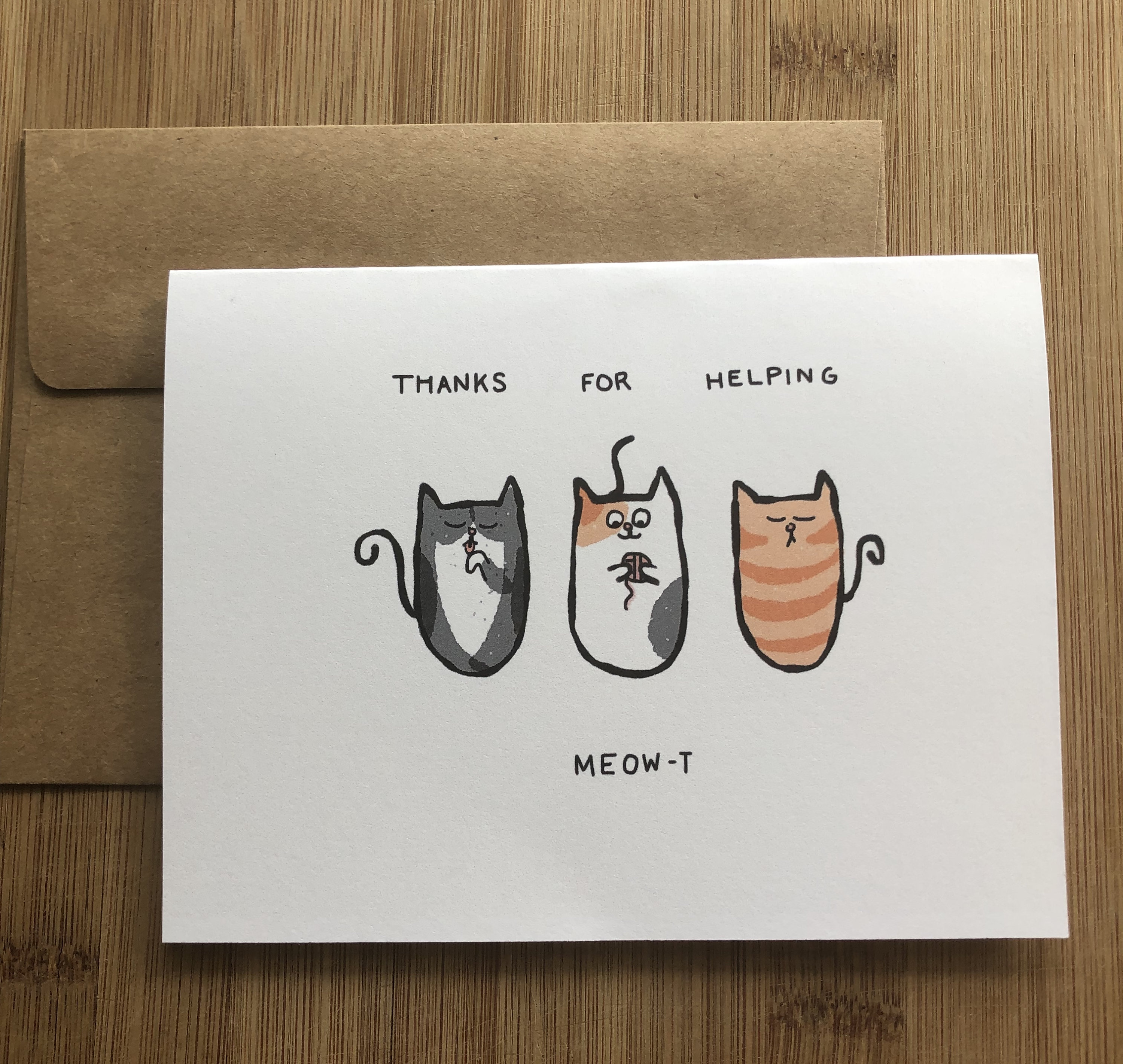 Cat Thank You Card Thanks for Helping Meowt Etsy UK