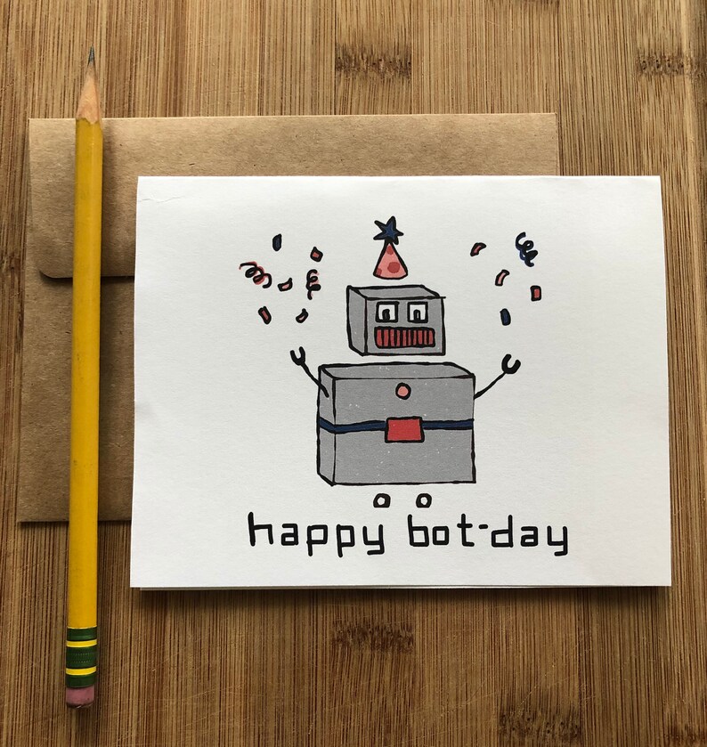 Robot Birthday Card Etsy Singapore
