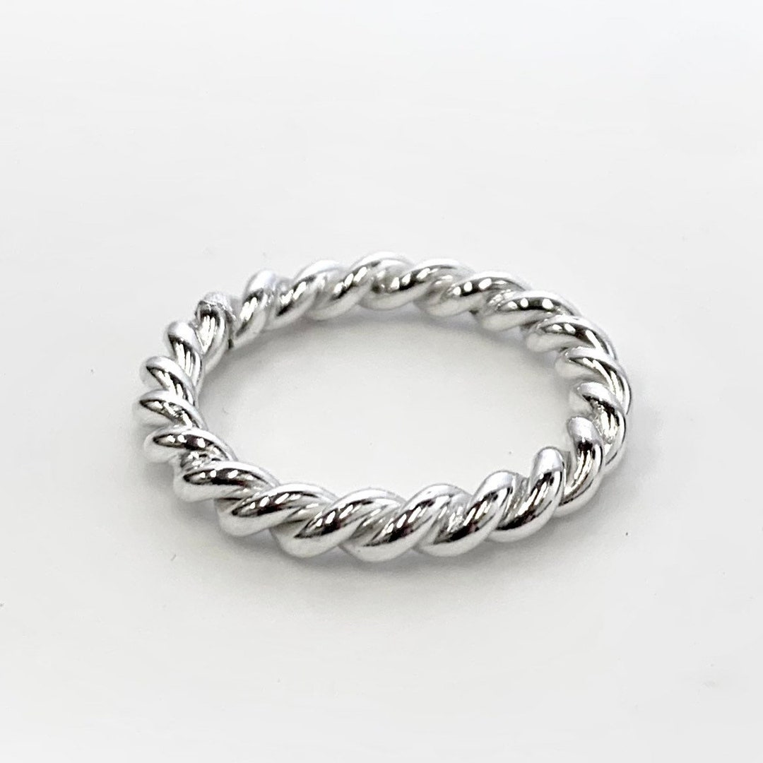 925 Sterling Silver Stacking Ring, Handmade Chunky Twisted Rope Ring ...