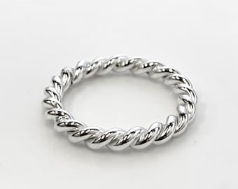 Sterling silver twisted stacking ring. Chunky real silver.