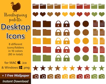 Desktop Icons Folder for MAC & WINDOWS Thanksgiving Autumn Palette +1Desktop Wallpaper Aesthetic Theme Minimalist Computer PC Laptop ico png