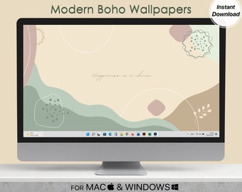 Desktop Wallpapers Modern Boho Theme Aesthetic Digital Desktop Background png Nature bohemian Minimalist Computer PC Laptop MAC & WINDOWS