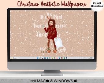 Desktop Wallpapers Christmas Theme Aesthetic Digital Desktop  Etsy