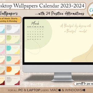 Desktop Wallpapers Positive Affirmation Calendar 2023-2024, Canva  Editable,minimalistic Boho Abstract Theme Aesthetic Background,mac Windows  - Etsy