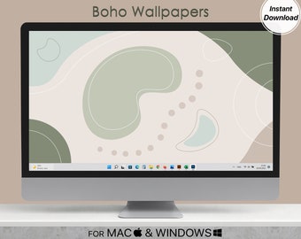 Desktop Wallpapers Boho Theme Aesthetic Digital Desktop Background png Nature Palette Minimalist Computer PC Laptop for MAC & WINDOWS