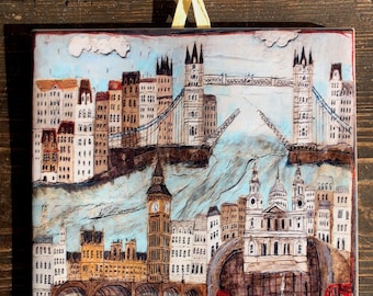Ceramic tile, London - through my eyes, childroom, art painting, artistic image