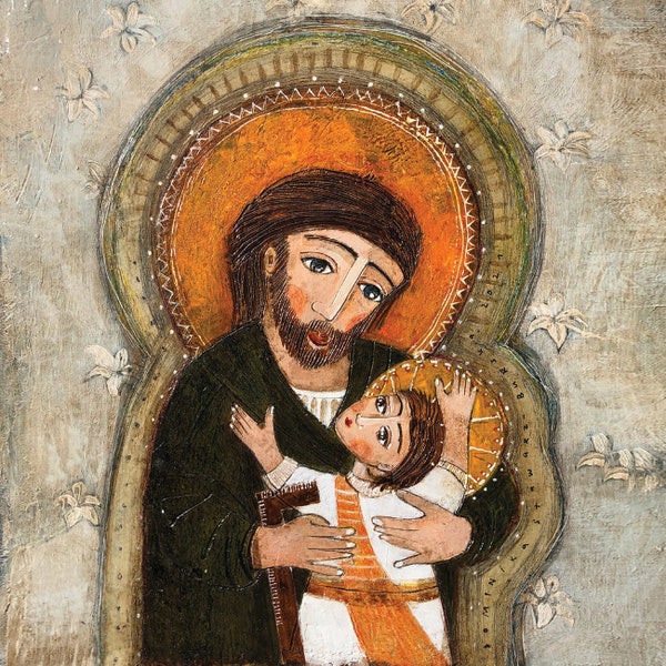 Ceramic tile, Saint Joseph, San Giuseppe, art painting, artistic image