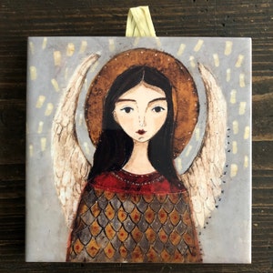 Angel Your Friend, ceramic tile, art painting, artistic image